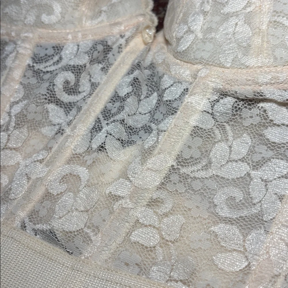 Carnival vintage nude lace bustier bra delicate floral lace low back bra 34C